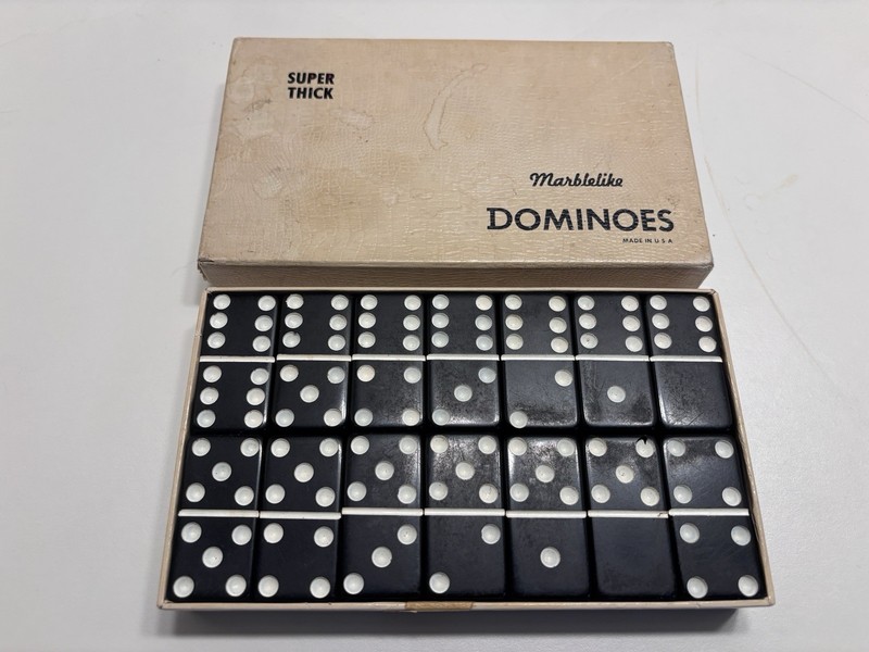 Vintage Dominoes Puremco Marblelike No. 816 Black Super Thick Gaming Waco Texas