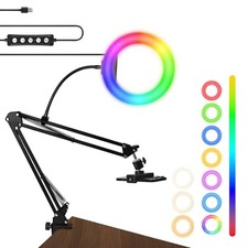 8"" RGB Ring Light with Overhead Camera Mount Overhead Phone Mount with 8"RGB
