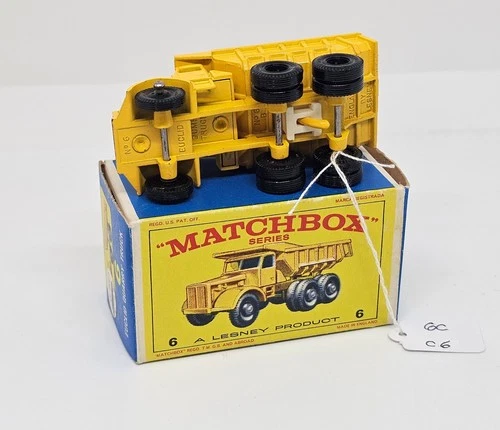Matchbox Lesney – 6c   Euclid Dump Truck  1963    (ID#164)  WHITE  HYDRO SLEEVE