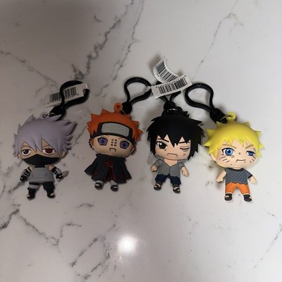 Set Of 4 Naruto Monogram Figure Bag Clip Key Chain Kakashi, Pain, Sasuke, Naruto