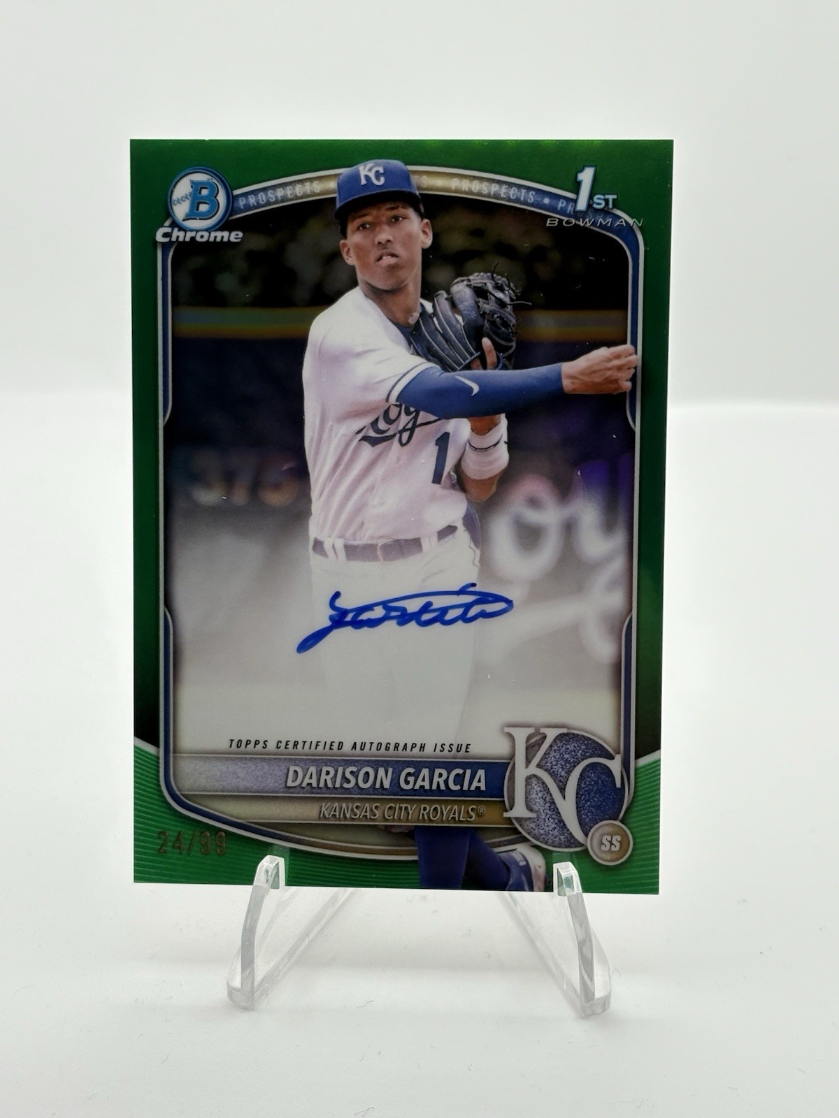 Darison Garcia 2025 Bowman Chrome Auto RC Royals 1st True GREEN /99 #CPA-DG