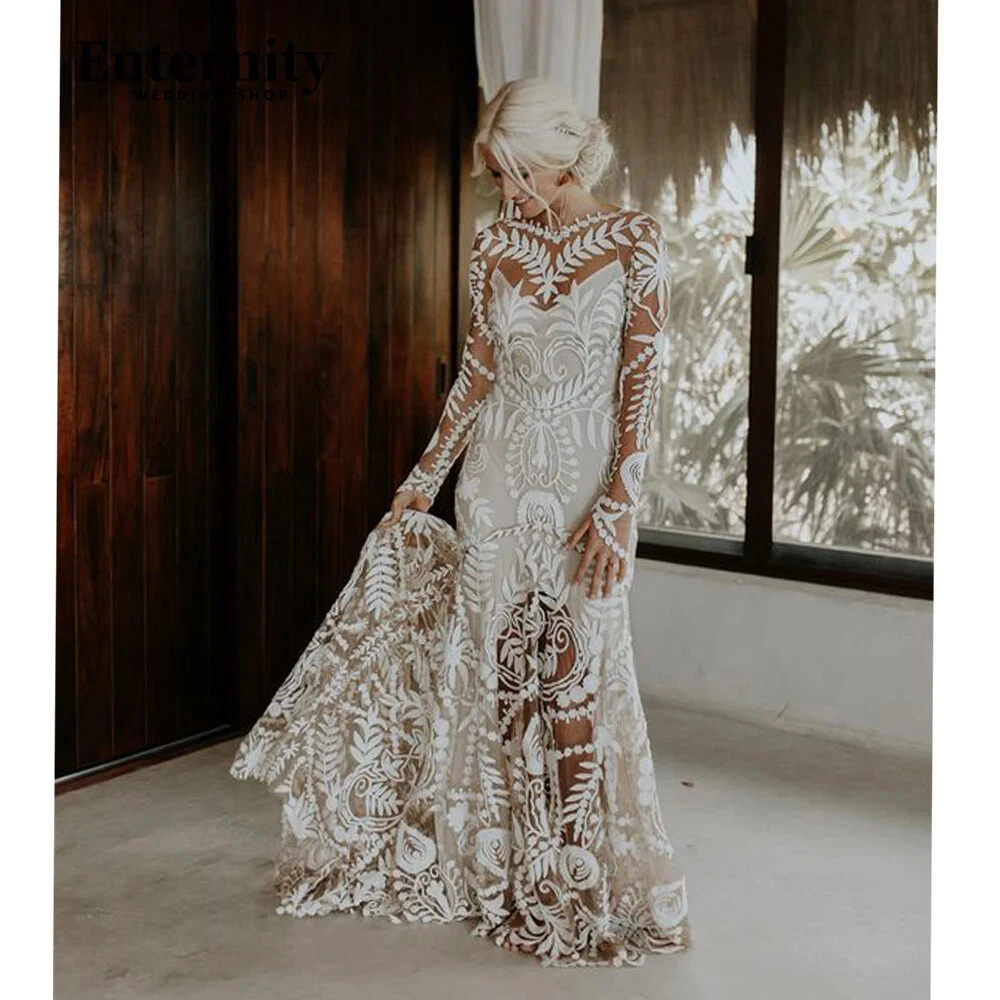 Lace Long Sleeve Beach Dress Wedding Dresses for sale | eBay Lace Long Sleeve Beach Dress Wedding Dresses for sale | eBay