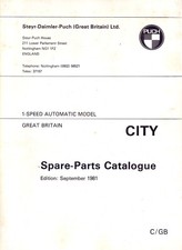 PUCH ~ CITY 1-Speed AUTOMATIC ~ 1981 ~ GB Parts Catalogue List Book MANUAL