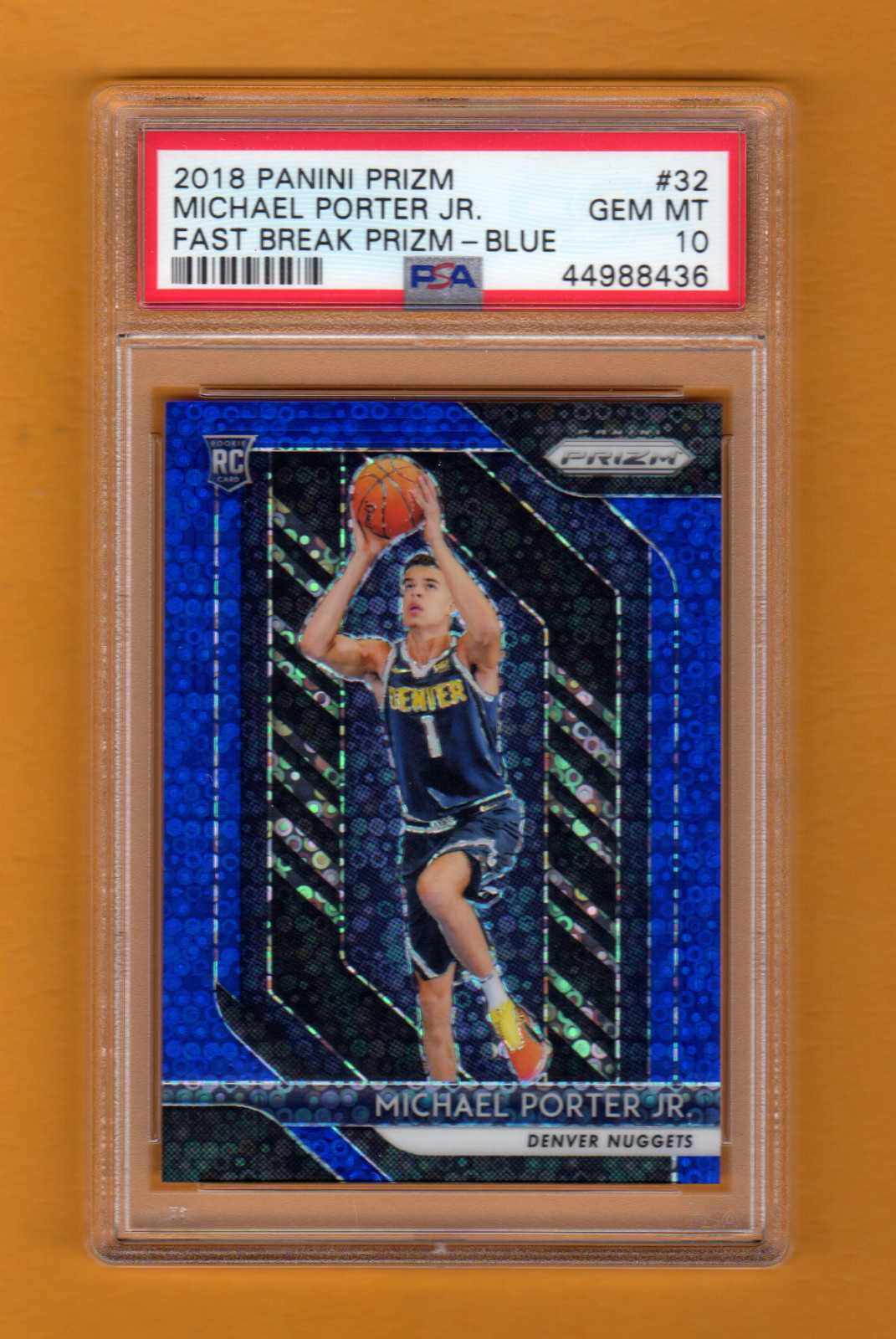 MICHAEL PORTER JR. 2018-19 PANINI PRIZM FAST BREAK BLUE RC / 175 PSA 10 NUGGETS