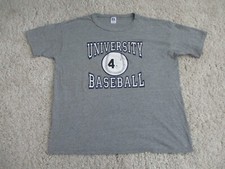 Vintage Russell Athletic Tee Men XL Gray University Baseball 45 Shirt USA 80s