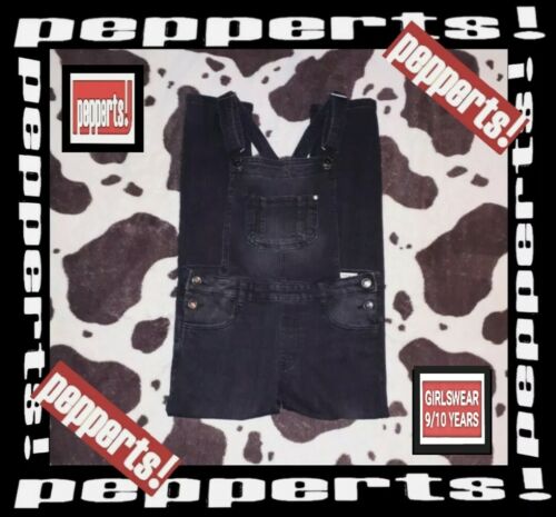 ❤PEPPERTS GIRLS BLACK DENIM SKINNY DENIM DUNGAREES AGE 9/10YRS ~ VGC/NEARLY NEW❤ - Picture 1 of 12