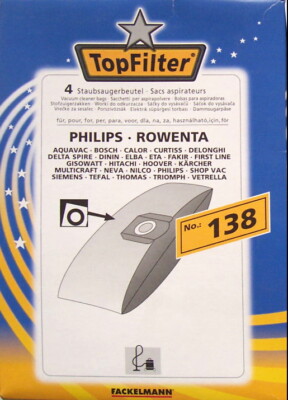 4 Beutel Fackelmann Topfilter 138 für Gewerbesauger 19 Liter frei Haus per Post