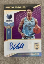 BRANDON CLARKE 2019-20  ELITE PEN PALS PURPLE ROOKIE RC AUTO #25/25 GRIZZLIES