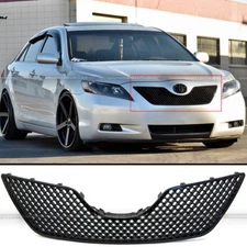 For: 07-09 Toyota Camry JDM Diamond Black Bumper Hood 3D Mesh Grill Grille
