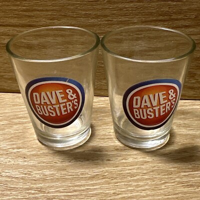 2 Dave And Busters D&B Shot Glass Collectible Barware Glasses Shooters