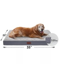 Ophanie 35in Gray Orthopedic Dog Bed For Large Dogs with Egg Crate Foam Support