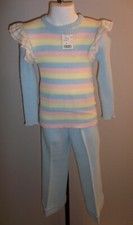 Girl's VTG 1970s 2 pc Knit Suit Sweater  Pants Cuffed Flared Legs Sz 6Z NOS