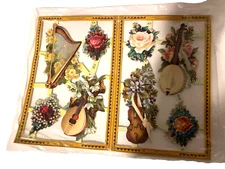 Lot of 12 Vintage Mamelok Musical Instruments Scrap Die Cut Printed in England