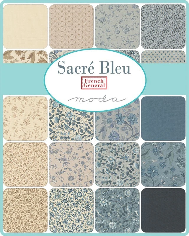 SACRE BLEU 34 Fat Eighths Moda QUILT Fabric French General blue indigo 13970F8 - Image 2 of 4