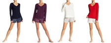 Maidenform Women's Ribbed Knit Tee  Fleece Shorts Pajama Set