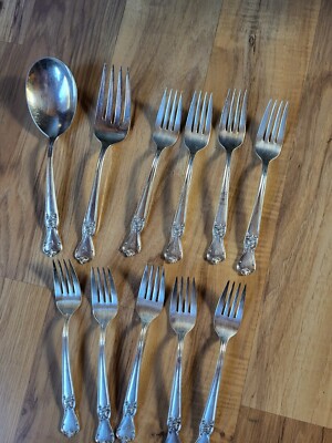 Vintage Old Company Plate Rose Service Signature Series Monogram Silverware 