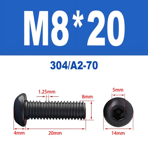 Schwarze Innensechskant Linsenkopfschrauben A2 V2A Edelstahl ISO 7380 M2 - M10 - Bild 92 von 121