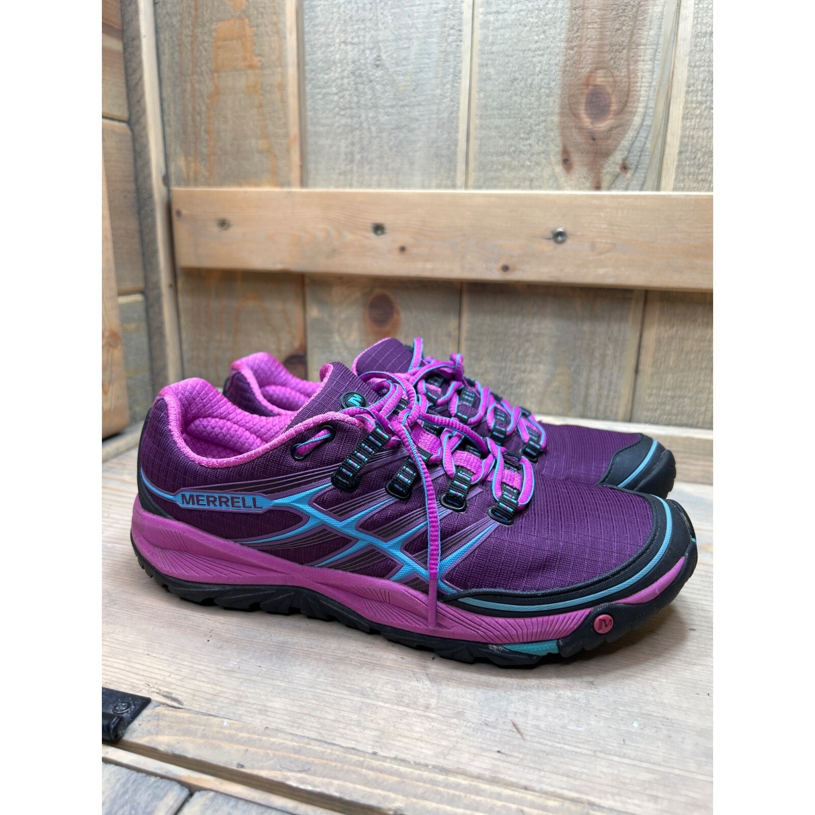 Scarpe da trail running US8 Merrell All Out Rush da donna viola sneaker da trekking trail