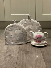 Medium 3 CUP 11 x 8.5 inch TeaCosy Kitchen Decor Teapot Cover Beige Easter Bunny