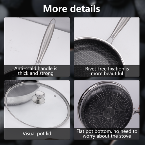 Frying Pan Non Stick With Lid for Induction Gas Electric Ceramic Extra Deep 30CM - Picture 4 of 12