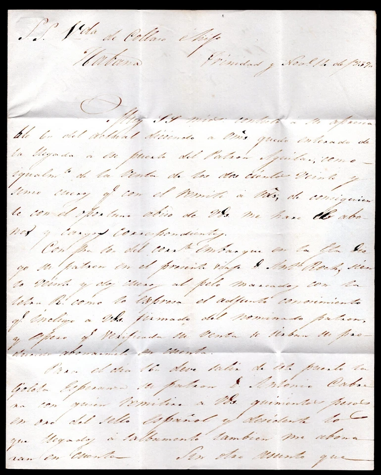 TRINIDAD 1837 LETRA DOBLADA TEMPRANA SIN ESTAMPILLAS "TRINIDAD" LÍNEA RECTA EN ROJO Foto 3 de 3