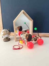 23⚜Ancien Jouet Le Chien à Tirer Little Snoopy Fisher Price Vintage Réf:693 Bois