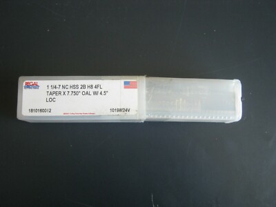 Regal Cutting Tools 1019W24V 1-1/4''-7 NC HSS 2B H8 4FL Taper Tap