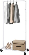 Heavy Duty Mteal Garment Rack Rolling Rack on Wheels for Hanging Clothes, White