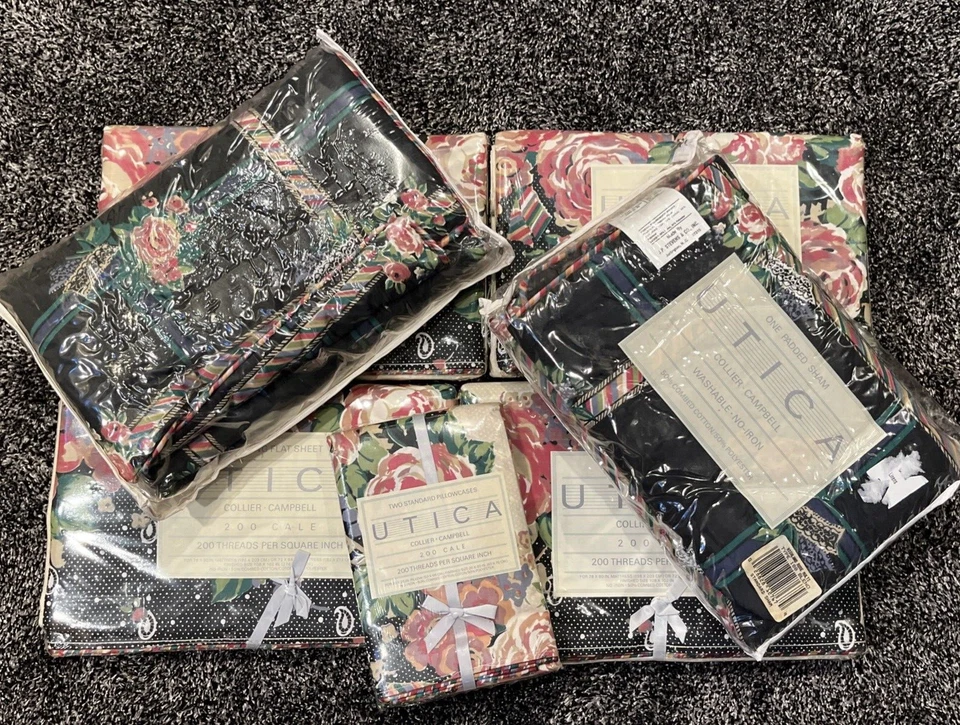 Lote De Colección Utica Collier Campbell Highland Rose King Canopy Sábanas y Falsas Foto 2 de 4