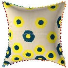 Decorative Cotton Geometric 16 x 16 Terry Embroidered Pom Pom Throw Pillow Cover