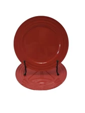 Lot of 2 Rachael Ray DOUBLE RIDGE RED Dinner Plates H023