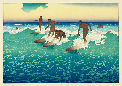 Charles W. Bartlett - Surf Riders Honolulu Hawaii (1919) - 17'' x 22'' Art Print