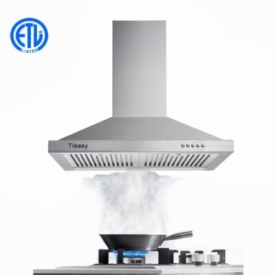 30 inch Wall Mount Range Hood Vent 450CFM Stainless Steel Filter LED Light New