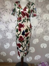  Zara Size M (10 ish) Velvet Pencil Dress Ivory Red Green Stretch Party Evening 