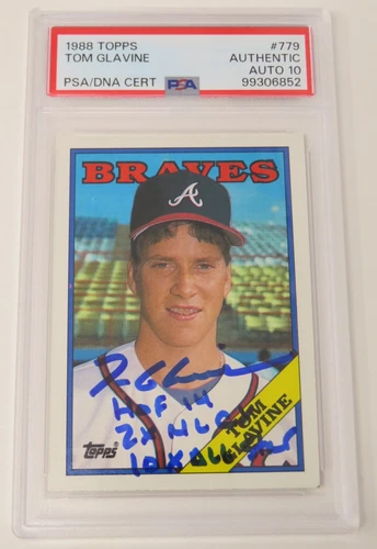 Tom Glavine HOF Signed Autograph 1988 Topps Rookie Card 779 w/3 insc PSA 10 Auto
