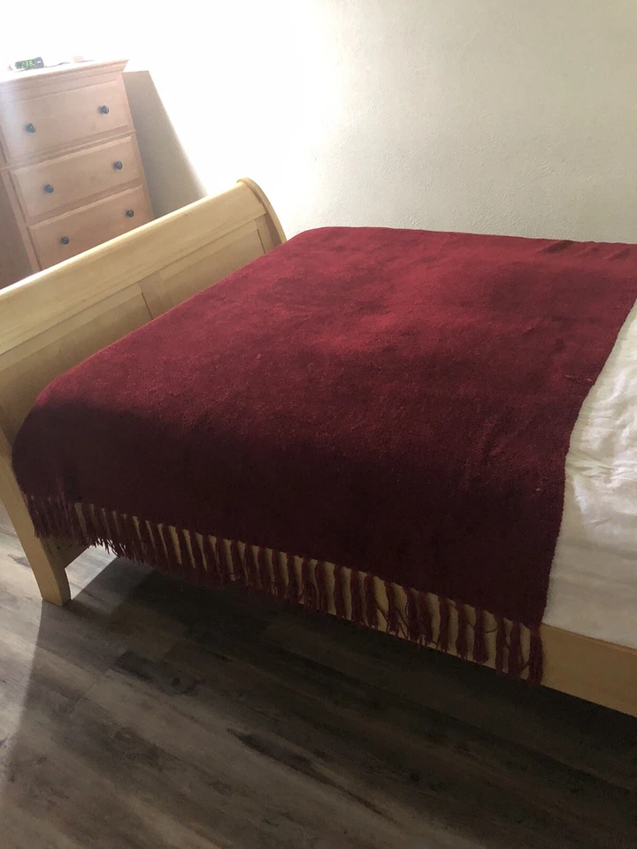 Pottery Barn Solid Burgundy Chenille Fringed 54x70” Throw Blanket Flaws - Image 4 of 4