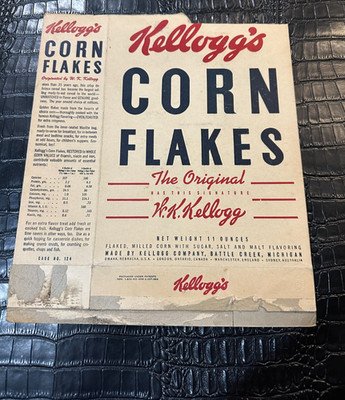 1930s/1940s Kelloggs Corn Flakes Cereal Box (S5  style C)