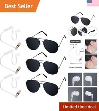 6-Piece Playing Cosplay Spy Gear Set: Black Sunglasses Earpieces for Halloween