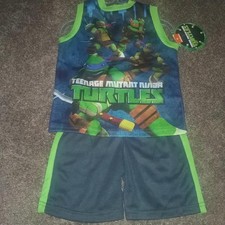 NEW BOYS KIDS TEENAGE MUTANT NINJA TURTLES TANK OUTFIT SHORTS TMNT SIZE 2T