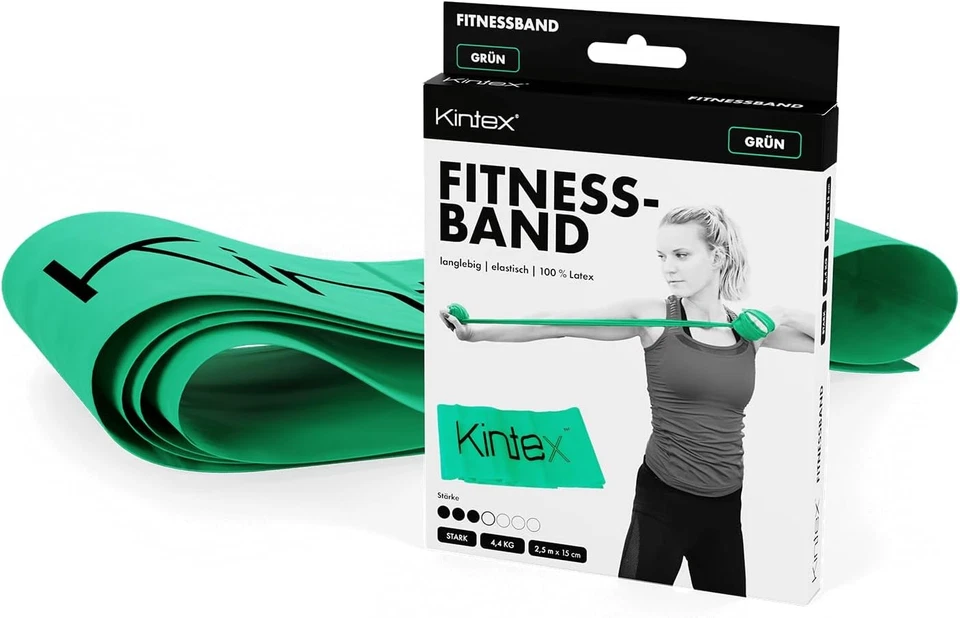 BESUCHE DEN KINTEX-STORE Fitnessband, 2,5 m x 15 cm, Gymnastikband in 7 Stärken, 100% Latex,