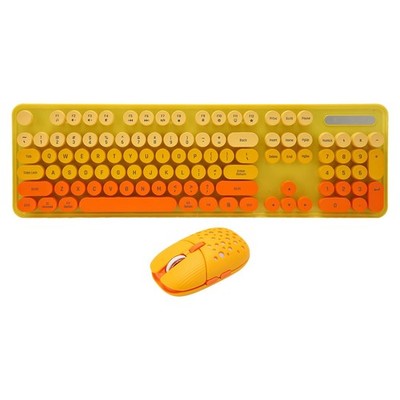 Wireless Keyboard Mouse Combo, Full Size Retro Typewriter Keyboard with Color...
