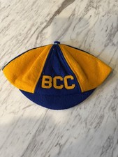 VTG 1950s Felt Collegiate Beanie Cap Blue And Yellow  BCC  
