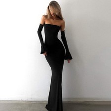 Mermaid Evening Dress - Off-Shoulder Long Sleeve Gown