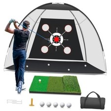 Golf Net with Practice Mat,Golf Hitting Aid Nets 10x7FT for Backyard 10 7