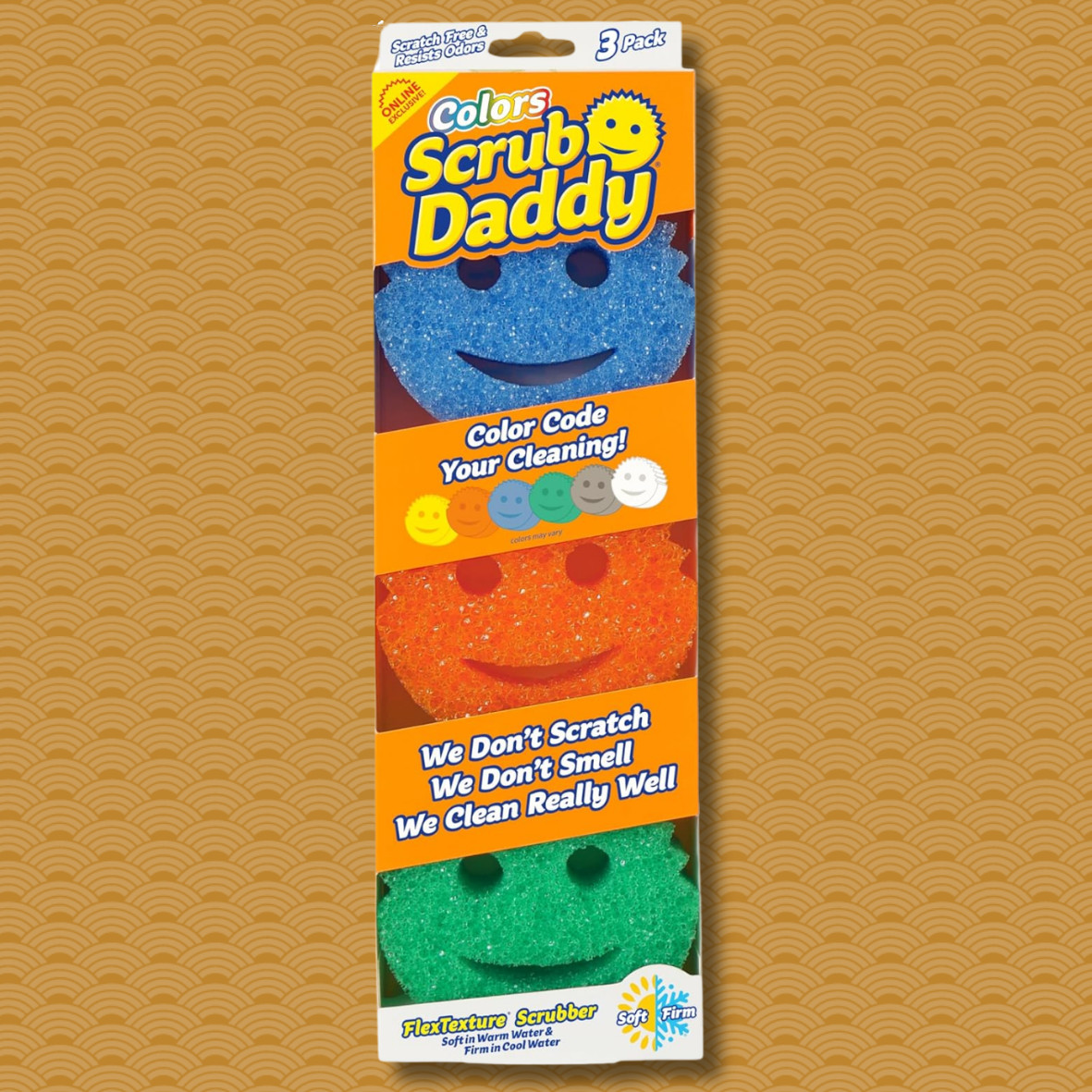 Scrub Daddy 3 Pack- Dish Scrubber + Non-Scratch Cleaning Sponges Kitchen