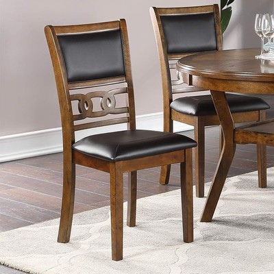 Dining Room Furniture Walnut Finish Set of 2 Side Chairs Cushion Seats Unique