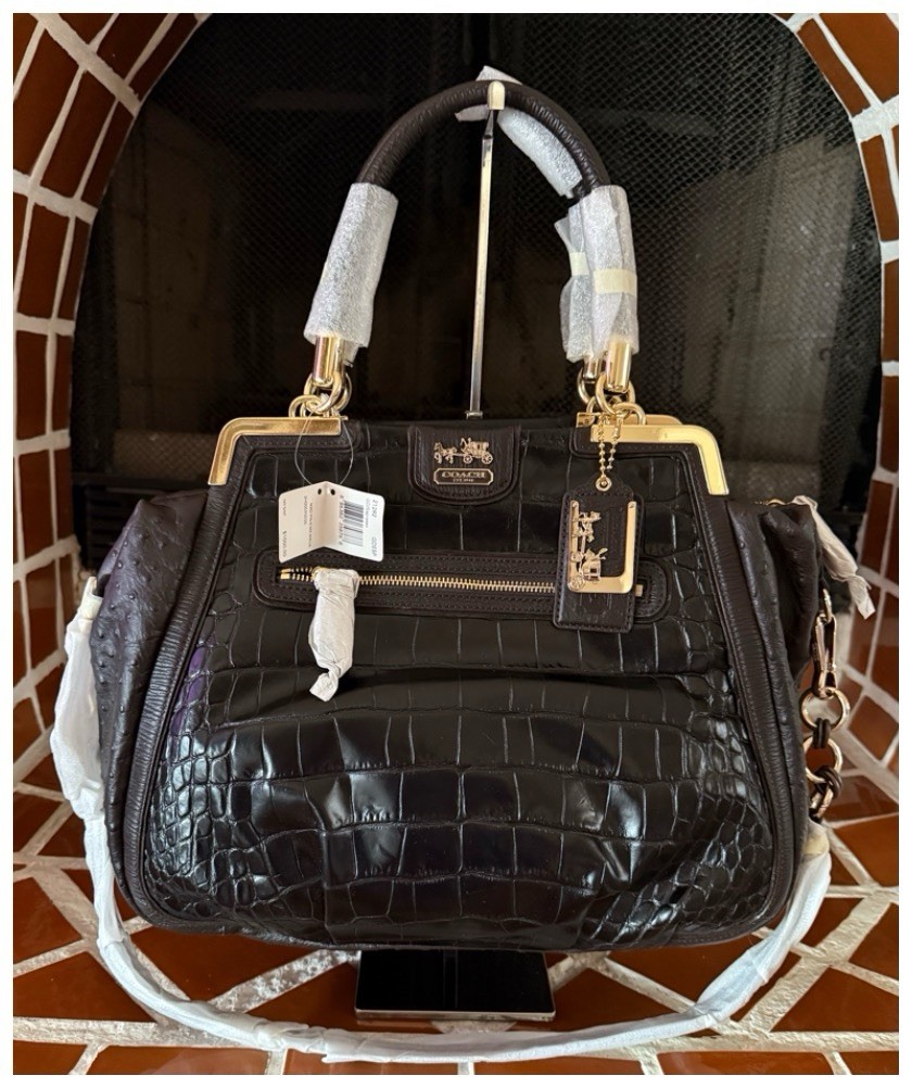 COACH Madison Pinnacle Amelia Crocodile Embossed Leather Handbag