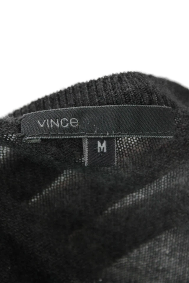 Suéter Vince Mujer Cachemira Rayas Cuello Redondo Gris Plata Talla Mediana Foto 4 de 4