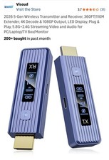 2026 Trasmettitore e Ricevitore Wireless 5 Genere, Estensore 360FT/110M, Decodifica 4K e 1