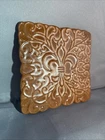 Vintage Frankoma Pottery Square Fleur-de-lis Scroll Tile Trivet